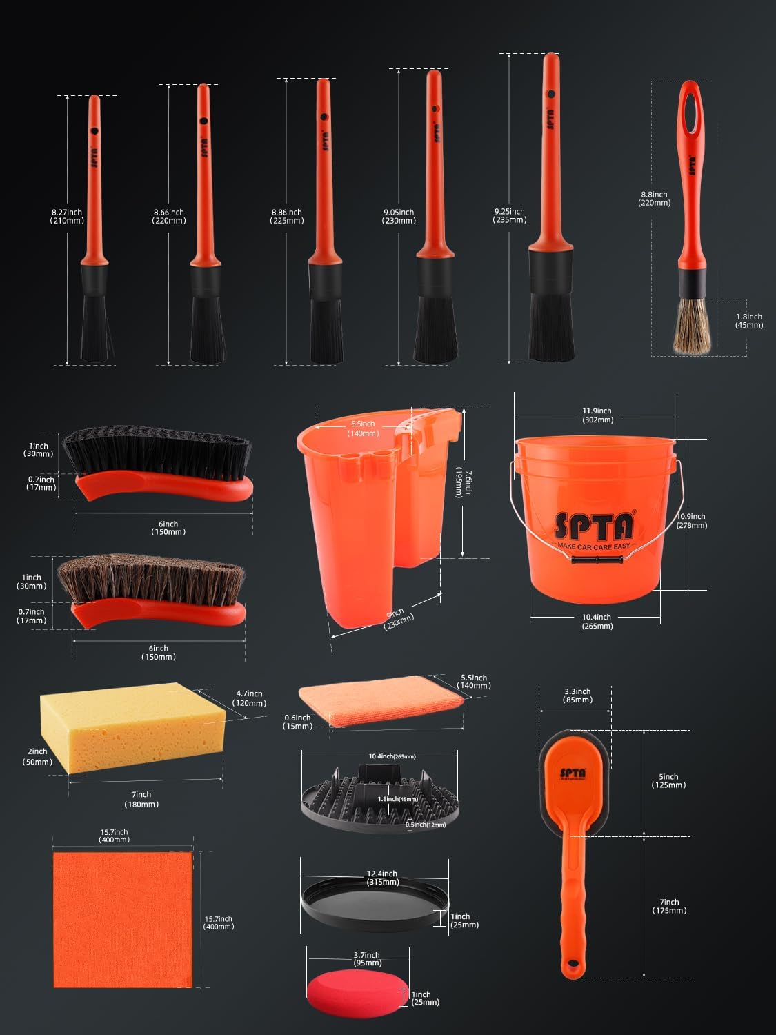 SPTA 31Pcs Car Wash 15L Bucket - đánh giá và giá Interior Detailing Kit